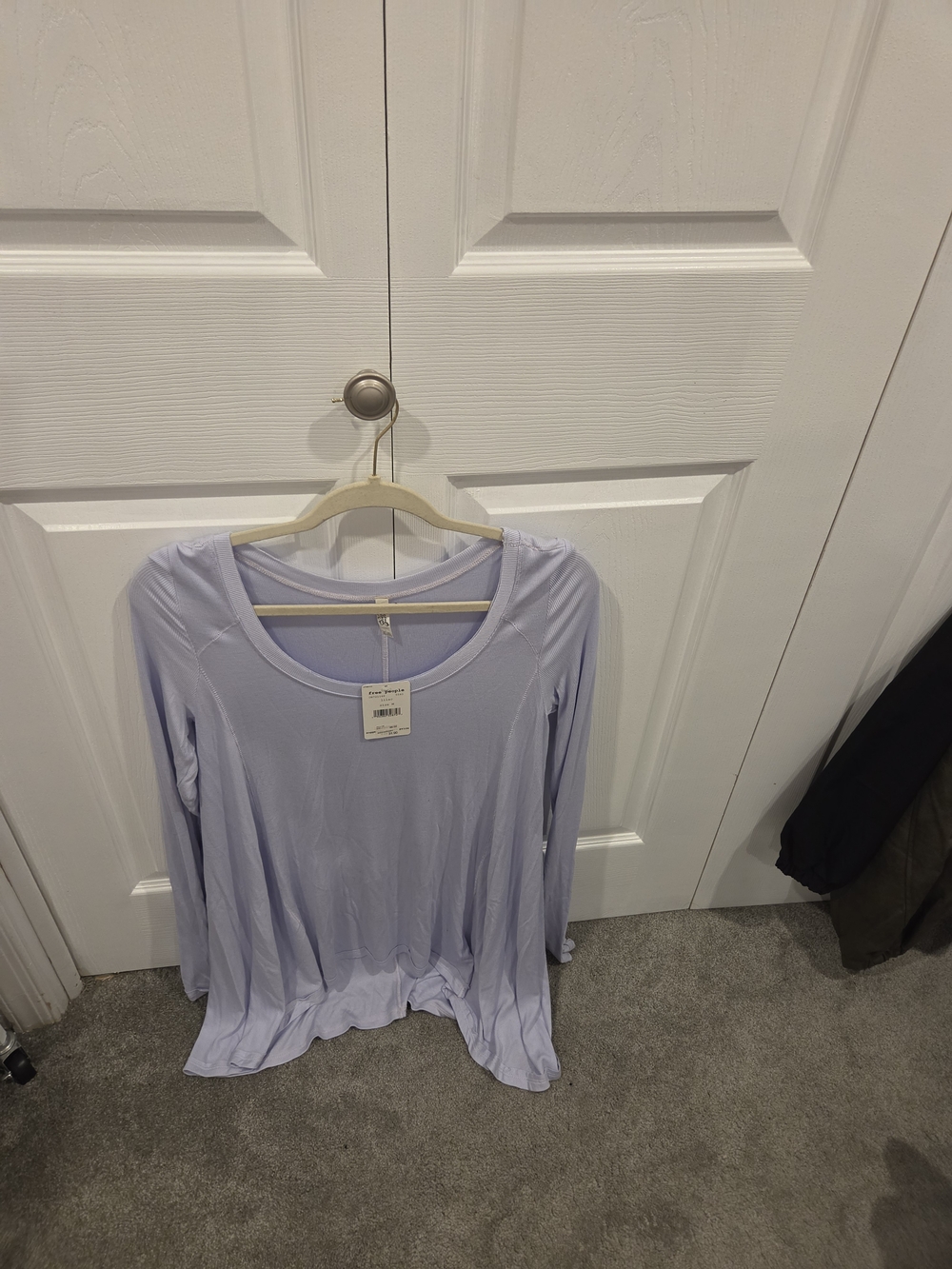 Free People Lavender Long Sleeve Scoop Neck Top